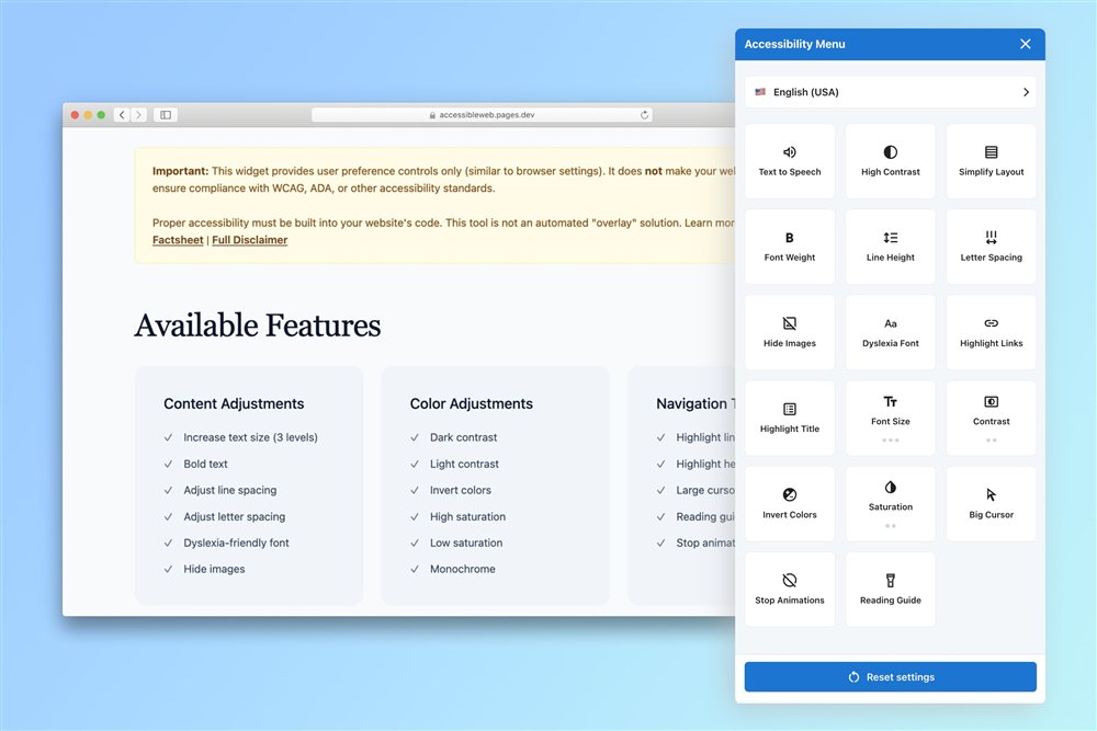 ZEBRABYTE Widget preview showing the accessibility menu panel